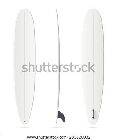 White vector surfing board template: longboard