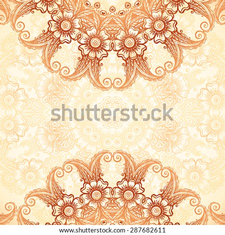 Hand-drawn vintage background in mehndi style