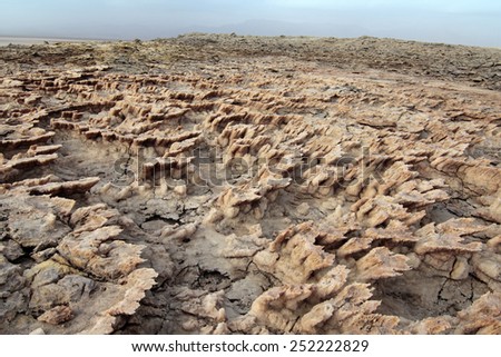 Desert near Dallol in Danakil Depression in Ethiopia