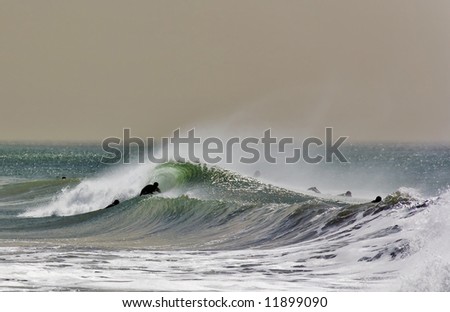 Surfer in the Barrel on a classic California Winter wave