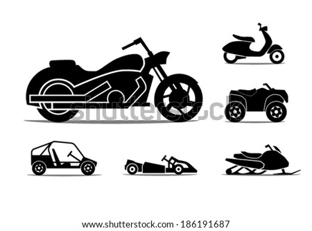 Motorcycle Icon Set Stock Vector Illustration 186191687 : Shutterstock