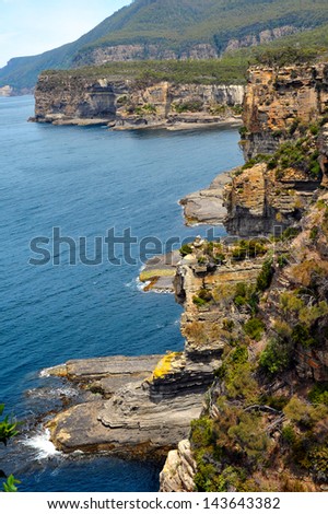 High cliffs of Pirates Bay, Tasmania