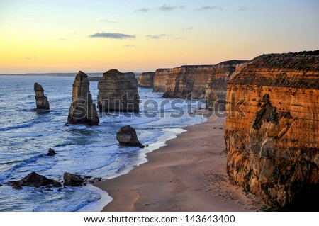 The sunset over the Twelve Apostles, Victoria,Australia