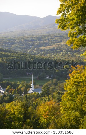 Stowe Community Church in the early fall, Stowe, Vermont, USA
