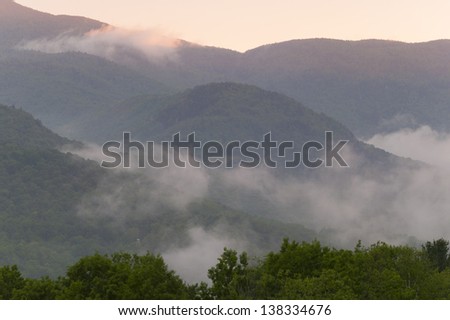 Cloud covered mountain range, Stowe Vermont, USA
