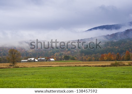 Country barn during fall foliage, Stowe, Vermont, USA