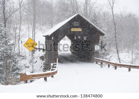 Covered bridge, Stowe, Vermont, USA