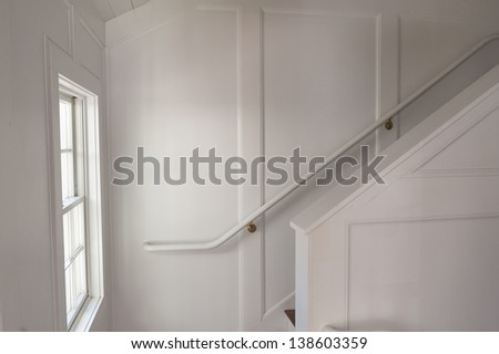 Stairs in a white room.