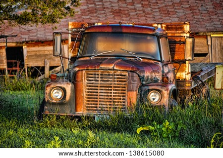 Old rusty abandoned farm truck, Montana, USA
