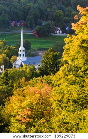 Stowe Community Church in the early fall, Stowe, Vermont, USA