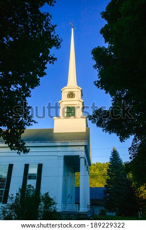 Front of the Stowe Community Church in picturesque Stowe, Vermont, USA