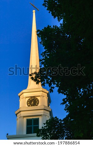 Stowe Community Church steeple, Stowe, Vermont, USA