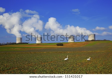 cooling towers of nuclear power plant Cattenom