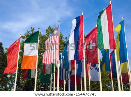 Different flags of various countries
