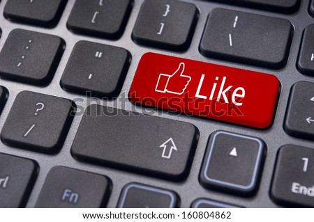 like message on keyboard button, social media conc