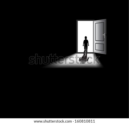 kid enters a dark room