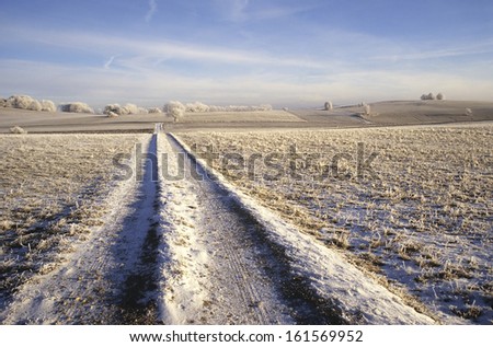 wintry landscape, frozen, Schwaebische Alb, Baden-Wuerttemberg, germany