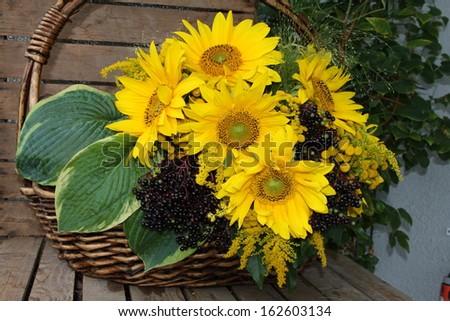 Sunflowers in basket