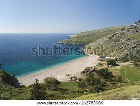 beach on albania ionian coast near sarande