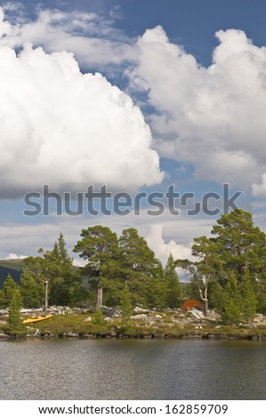 Outdoor Camping, Lake Rogen, Nature Reserve, Haerjedalen, Sweden
