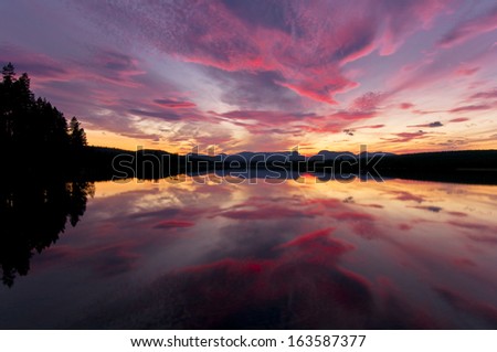 Evening mood at a lake, Jaemtland, Sweden