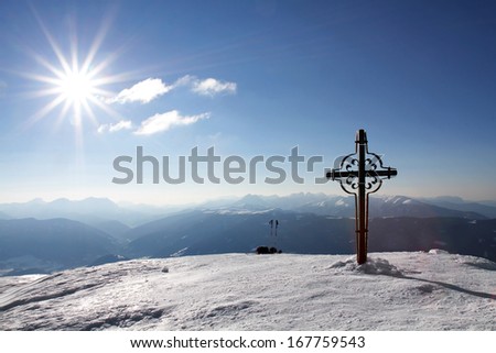 mountain cross, Dolomites, Switzerland