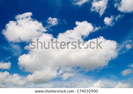 Blue sky with cotton like clouds