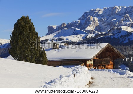 Snow-covered alpin cabin