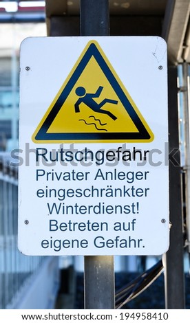 German sign with the German word \