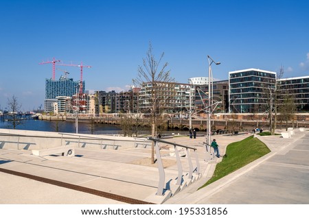 Marco Polo Terraces in the HafenCity in Hamburg, Germany