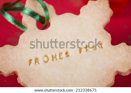 Happy Christmas bakery, cookies with the German words 