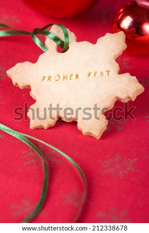 Happy Christmas bakery, cookies with the German words \
