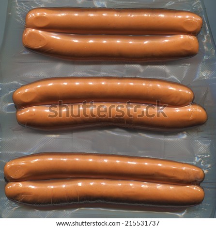 sausages vacuum-packed in foil