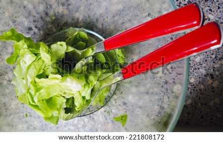 green salad and red salad cutlery