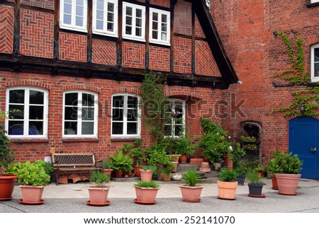 brick house, half-timbered house