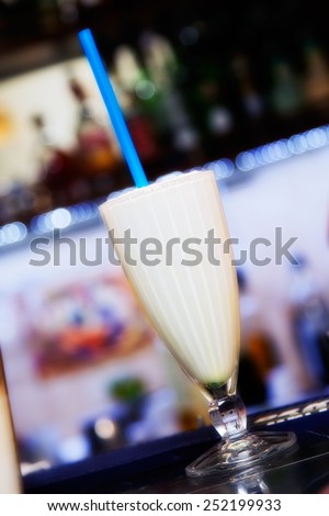 milkshake with straws on the bar