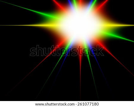 White Flash with colorful beams