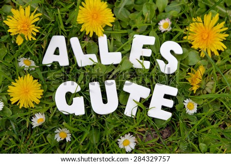 Happy letters flower garden in german language \