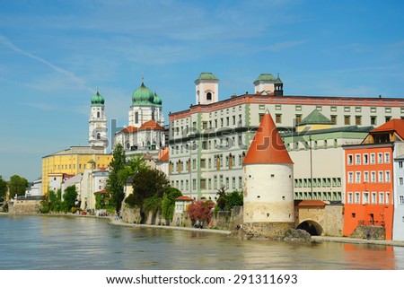Panorama, Passau, River Inn, Germany