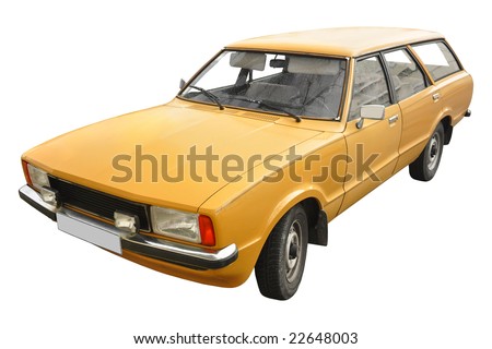 stock photo a vintage orange British station wagon car from the 70s 