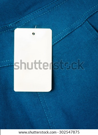 label tag price on blue pants
