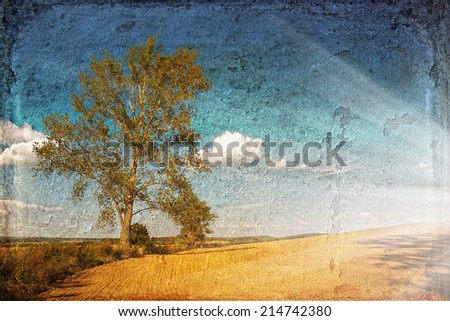 Country landscape in retro style