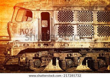 Old locomotive in retro style