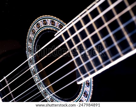 Image of black guitar, background.