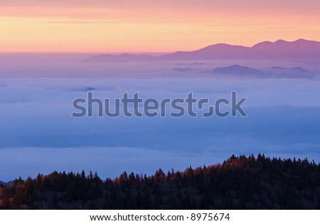 Dawn, from Clingman\'s Dome, Great Smoky Mountains National Park, Tennessee, USA