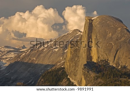 Half Dome and clouds from Glacier Point, Yosemite National Park, California, USA
