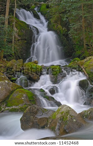 Mouse Creek Falls, Great Smoky Mountains National Park, spring, Tennessee, USA