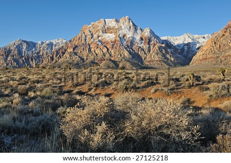 Winter landscape Wilson Cliffs, Red Rock Canyon National Recreation Area, Las Vegas, Nevada, USA