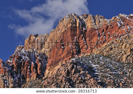 Winter landscape Wilson Cliffs, Red Rock Canyon National Recreation Area, Las Vegas, Nevada, USA