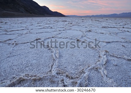 Dawn landscape of the salt flats at Badwater, Death Valley National Park, California, USA